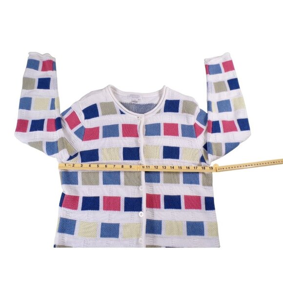 Christopher & Banks White Pastel Colorblock Cardigan Y2K 2005 Size M #127 - Picture 5 of 11